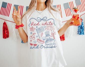 Comfort colors red white and cruise shirt, 4th of July cruise shirt, patriotic cruise tee, independence day cruise t-shirt, cruise party tee