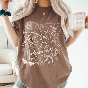 Komfortowe kolory Koszula letnia dla ciężarnej dziewczyny, koszulka z okazji ciąży, ogłoszenie ciąży, koszulka dla nowej mamy, prezent na baby shower, top dla przyszłej mamy