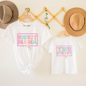 Chemise d&#39;anniversaire crème glacée, chemise d&#39;anniversaire deux douces, chemises d&#39;anniversaire assorties pour la famille, t-shirt maman crème glacée, chérie, t-shirt trois crèmes glacées sucrées