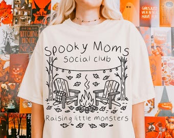 Spooky Moms Club Shirt, Comfort Colors Halloween mom Shirt, Halloween Aesthetic Tee, Cozy Mom Shirt, Autumn Mom Shirt, fall gift for mom