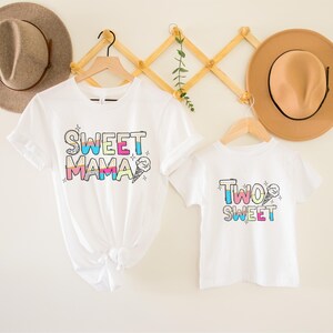 Chemise d&#39;anniversaire crème glacée, chemise d&#39;anniversaire deux douces, chemises d&#39;anniversaire assorties pour la famille, t-shirt maman crème glacée, chérie, t-shirt trois crèmes glacées sucrées