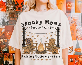 Spooky Moms Club Shirt, Comfort Colors Halloween mom Shirt, Halloween Aesthetic Tee, Cozy Mom Shirt, Autumn Mom Shirt, fall gift for mom