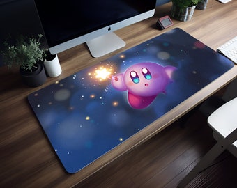 Kirby's Starry Night Mouse Pad, Goodies' Designs, 8 Sizes, RGB Lights, XXL Desk Mat, Cute Mouse Pad, Cute Mat, Cute Kirby, Kirby Mousepad