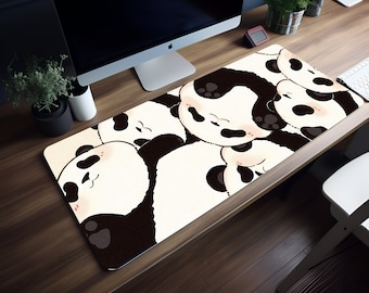 Kawaii Pandas RGB Large Mouse Pad, 8 Sizes, RGB Lights, XXL Mousepad, Kawaii Keyboard Pad Laptop Play Computer Gaming Desk Mat, Cute Decor