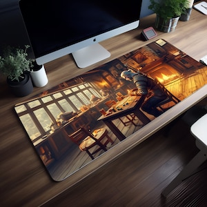 Geralt&#39;s Strategic Game Night: The Witcher Pixelized Mouse Pad, LED RGB Lightning, XL Mousepad, 8 Different Sizes, Aesthetic Desk Mat