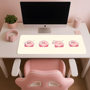 かわいいカービィマウスパッド、かわいいカービィ、カスタムマウスパッド、美しいデスクマット、XXLデスクマット、かわいいマウスパッド、かわいいデスクマット、オフィスの装飾