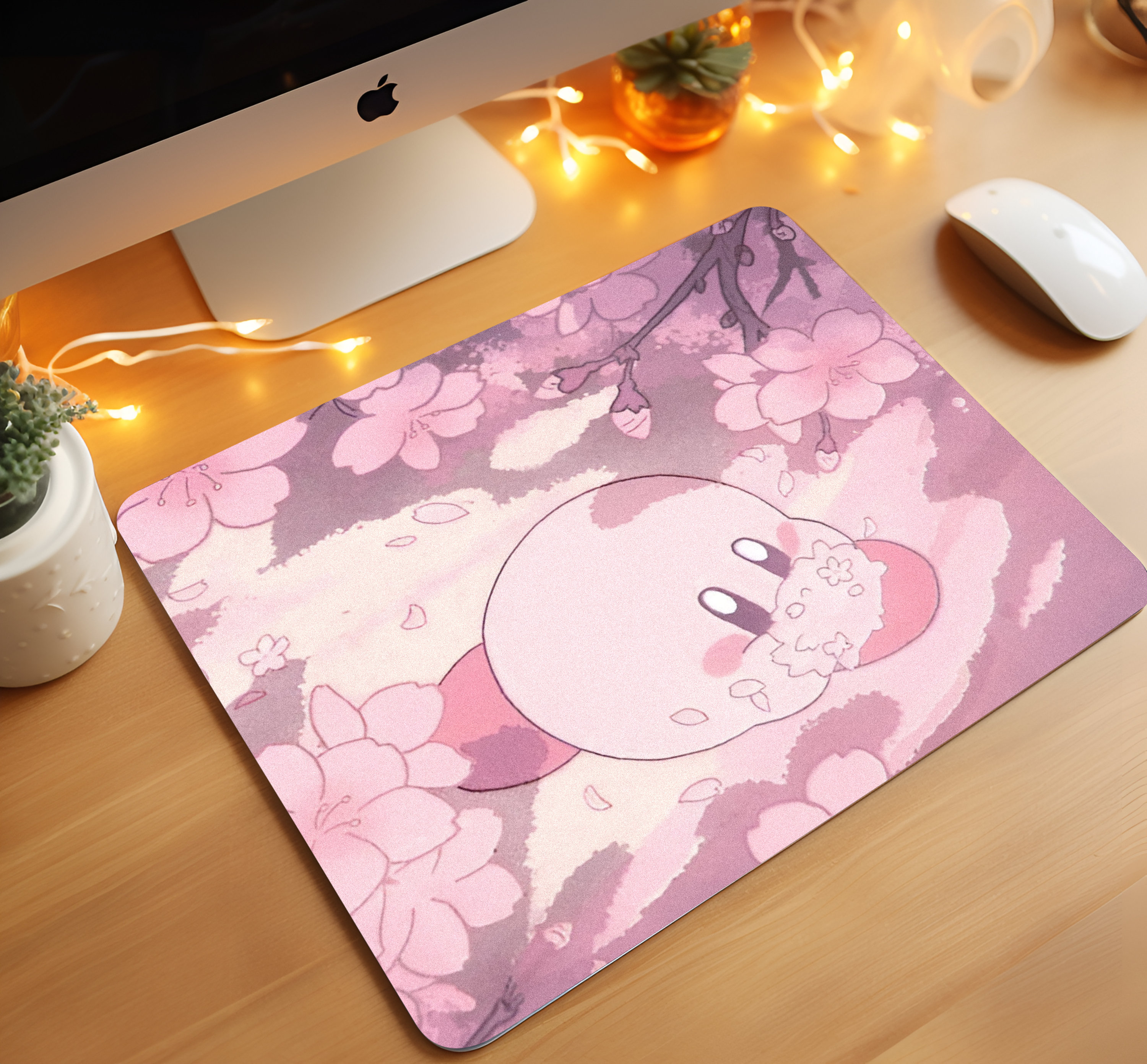 Pink Kirby, Kawaii Kirby Mouse Pad, Cute Kirby, Custom Mousepad