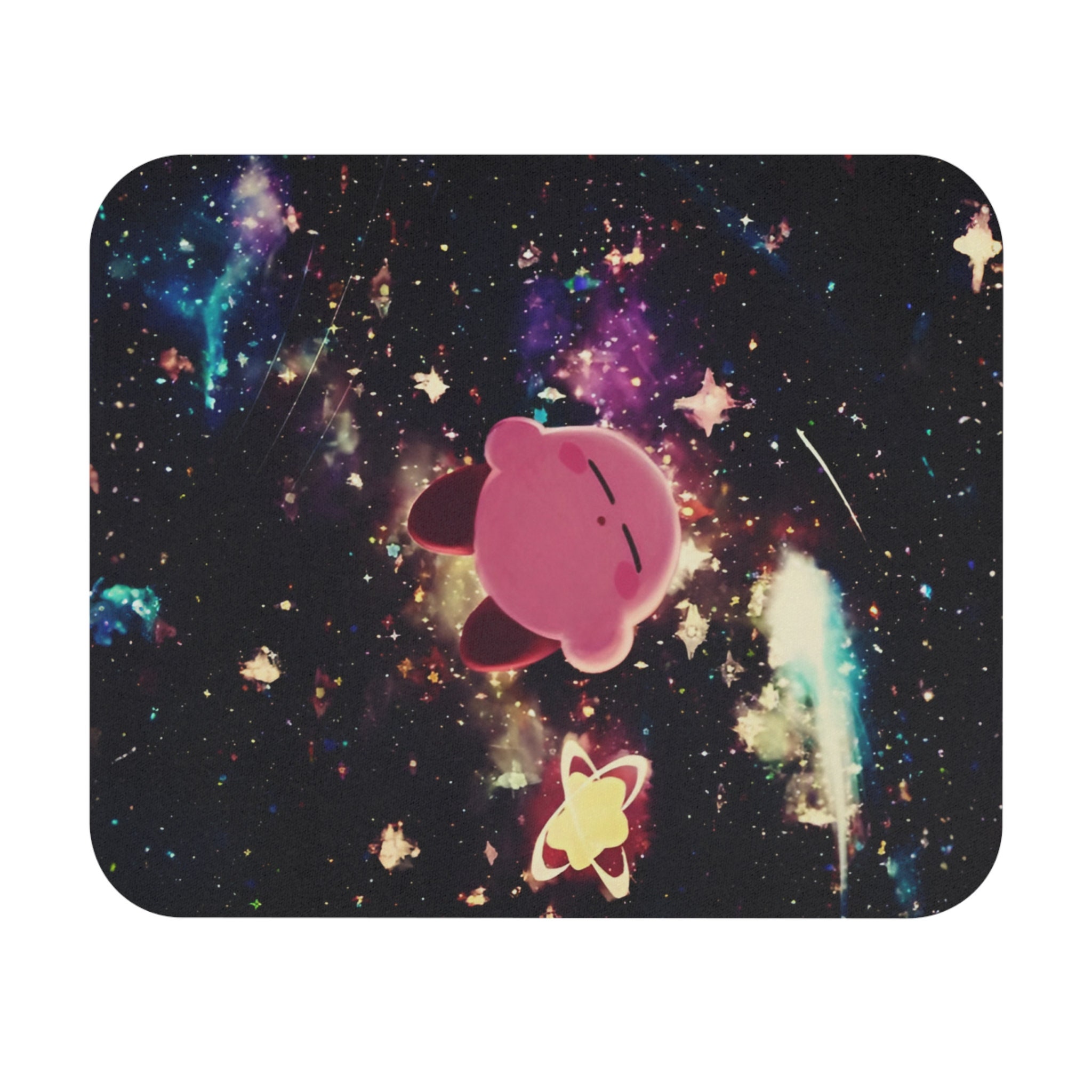 Kirby in Space, Kawaii Kirby Mouse Pad, Cute Kirby, Custom Mousepad