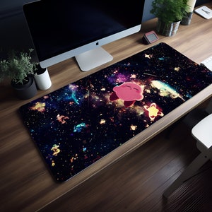 宇宙のカービィ、かわいいカービィマウスパッド、かわいいカービィ、カスタムマウスパッド、美しいデスクマット、XXLデスクマット、かわいいマウスパッド、かわいいデスクマット、カービィ