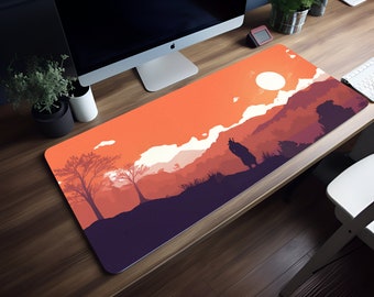 Embrace the Serenity of Temeria with Geralt's Sunset Mousepad, LED RGB Lightning, XL Mousepad, 8 Different Sizes, Aesthetic Desk Mat