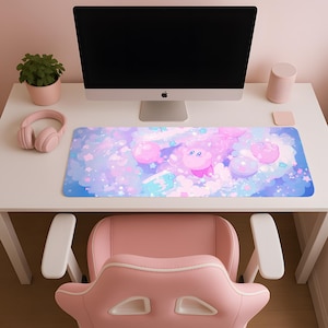 パーティーカービー、かわいいカービーマウスパッド、かわいいカービー、カスタムマウスパッド、美しいデスクマット、XXLデスクマット、かわいいマウスパッド、かわいいデスクマット、カービー