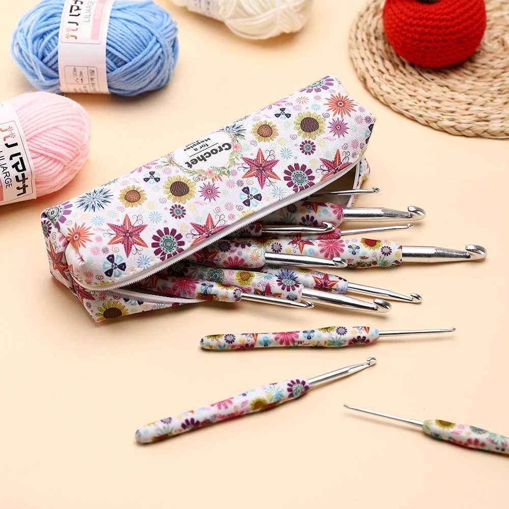 14pcs Crochet Hooks Ergonomic Handle Lightweight Durable Knitting Supplies  For Mothers Girls