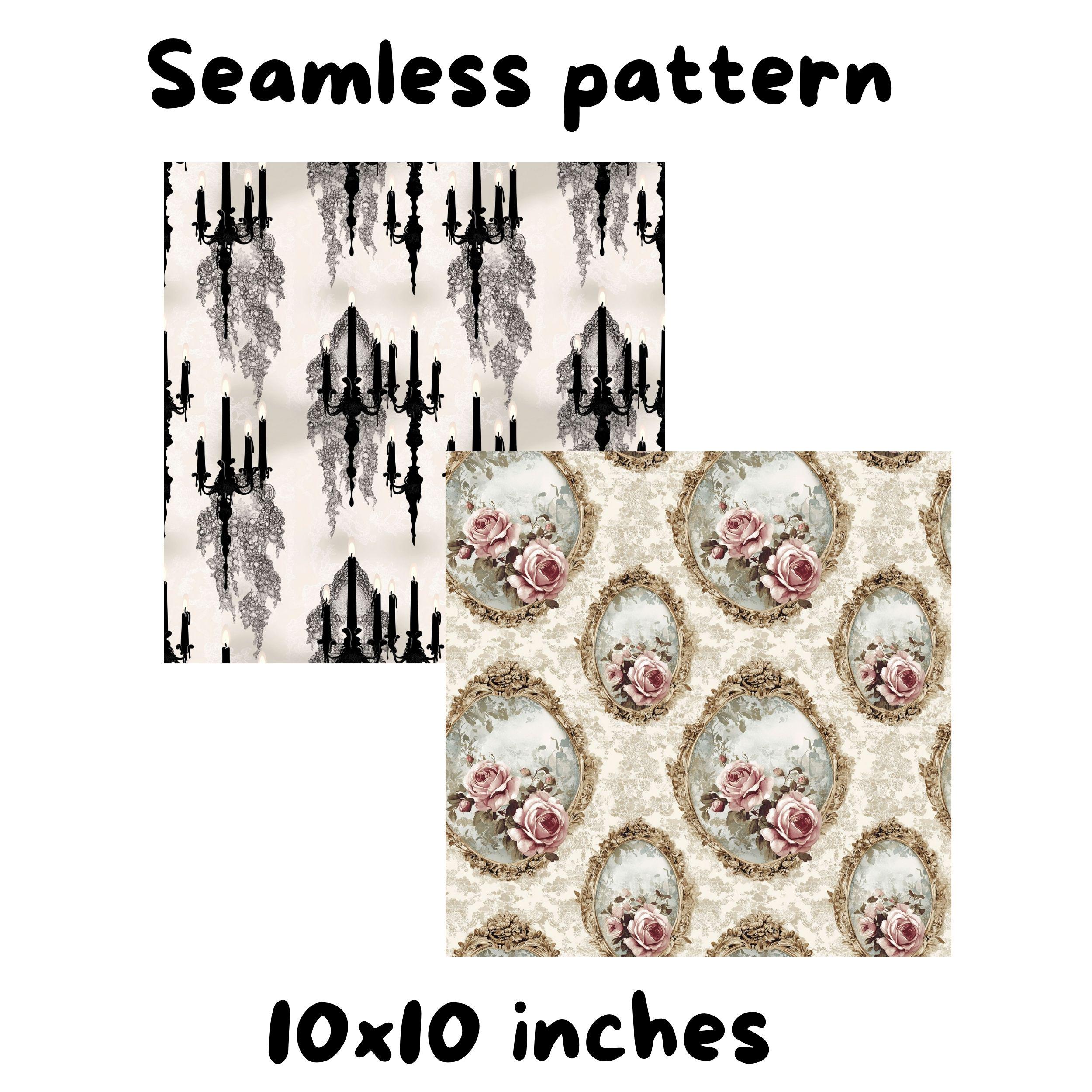 12 Gothic Romance Seamless Pattern Bundle | Dark Roses, Lace, Vintage ...