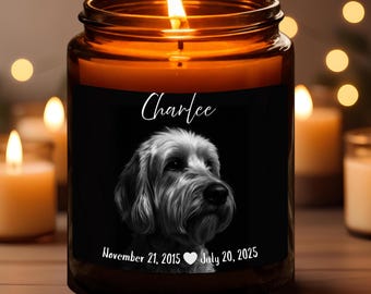 Custom Pet Memorial Candle, Dog Remembrance Gift, Photo Candle