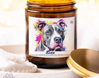 Custom Pet Photo Memorial Candle, Dog Remembrance Gift