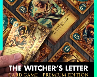 Witcher's Letter: Juego de cartas Premium Love Letter: 21 cartas de lámina dorada, personajes exclusivos, calidad S33, imprescindible para el coleccionista