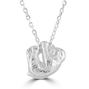 Colar de prata preguiça personalizado - Joias de prata esterlina personalizadas e gravadas para amantes de animais