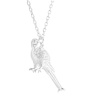 Collana personalizzata in argento con pappagallo - Gioielli in argento sterling con incisione personalizzata per gli amanti degli uccelli