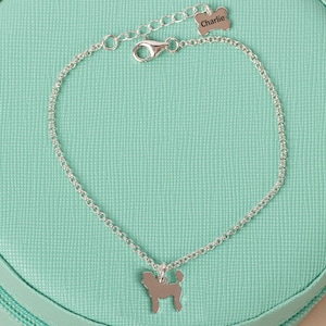 Personalised Poodle Silhouette Bracelet - Sterling Silver Chain Bracelet - Jewellery for Dog Lovers