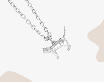 Short-Haired Cat Silver Necklace