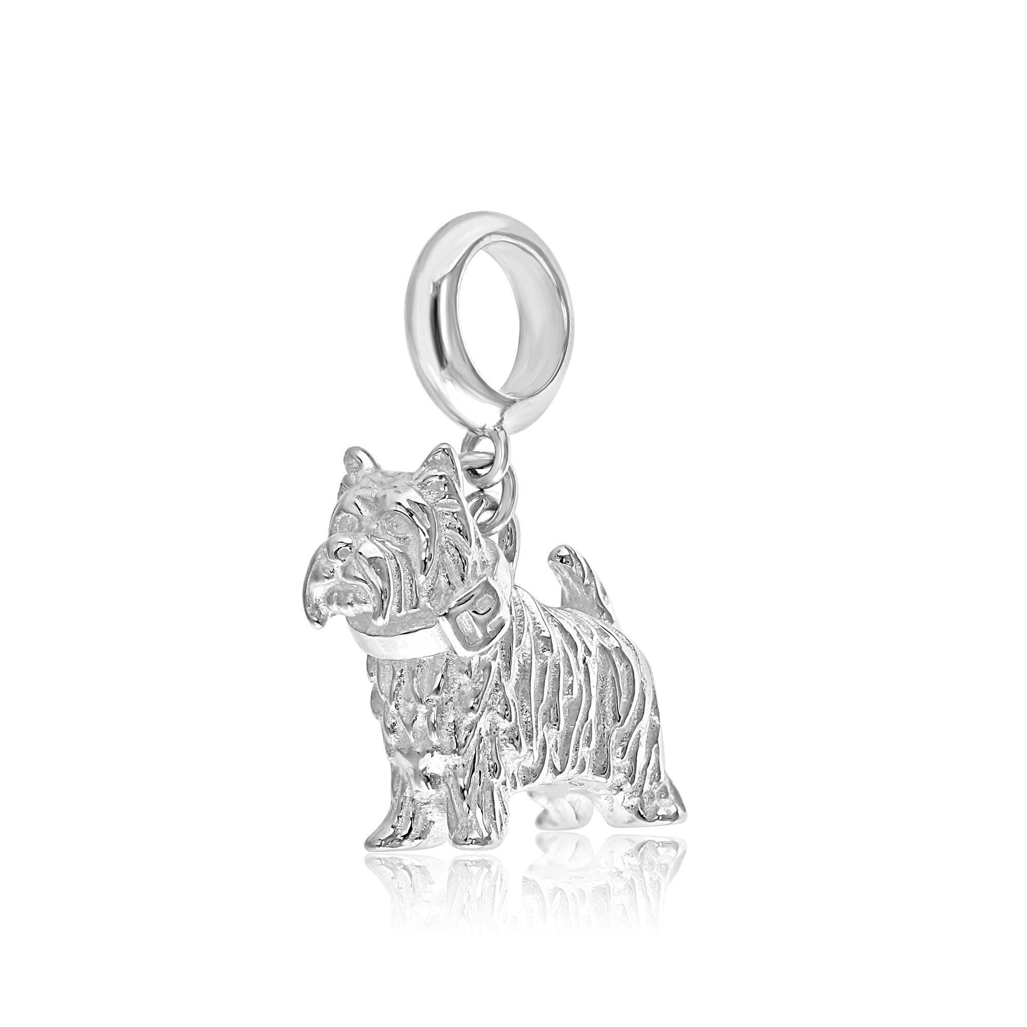 Dog Charms of scotties, scottish or west highland terriers in silver or