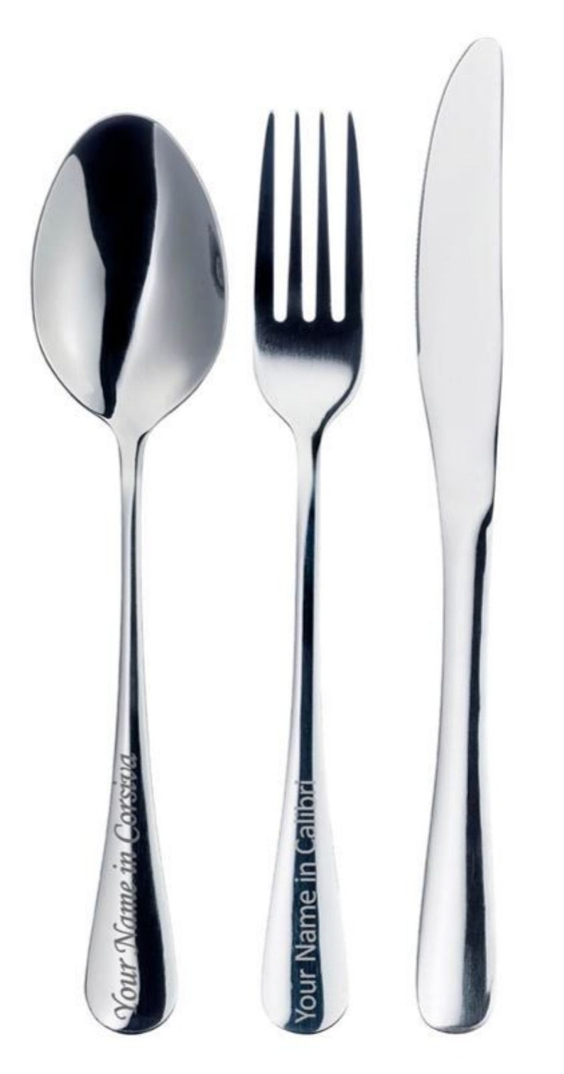 Personalised Stainless Steel Silver Cutlery Set
