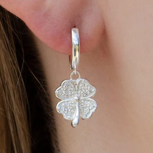 Crystal Four Leaf Clover Earrings - Sterling Silver Earrings - Crystal Earrings - Gift for Her