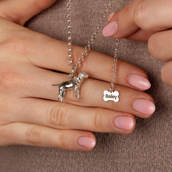 Extra Large Border Terrier Necklace Personalised Sterling Silver Border  Terrier Necklace Personalised Dog Jewellery