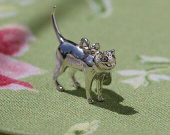 Colgante de plata con forma de gato de pelo corto - Colgante de plata de ley con forma de gato - Joyería para amantes de los gatos