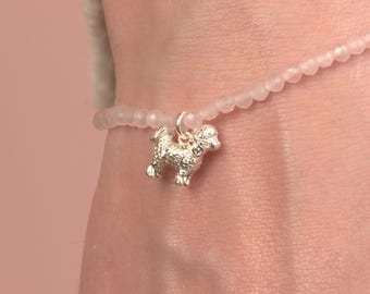 Bichon Crystal Bracelet - Semi-Precious Stones - Sterling Silver - Personalised Jewellery for Animal Lovers
