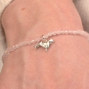 King Charles Spaniel Kristall Armband - Halbedelsteine - Sterling Silber - Personalisierter Schmuck für Tierliebhaber