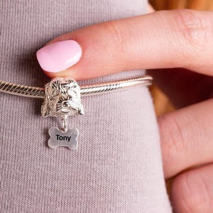Personalised Sterling Silver Cockapoo Charm – Engraved Bone Tag Pendant
