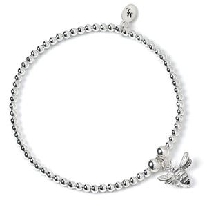 Bee on Silver Ball Bead Bracelet