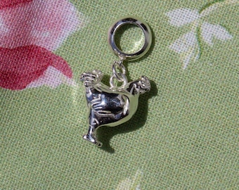 Sterling Silver Chicken Charm - Farm Animal Jewellery