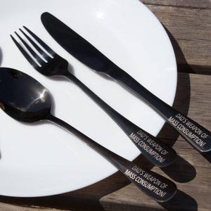 Personalised Cutlery Set - Father&#39;s Day -Custom Engraved Stainless Steel Gift