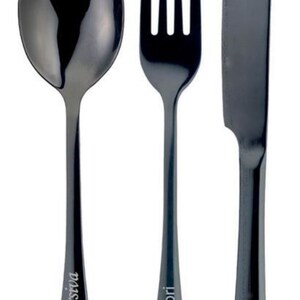 Personalised Stainless Steel Black Cutlery Set