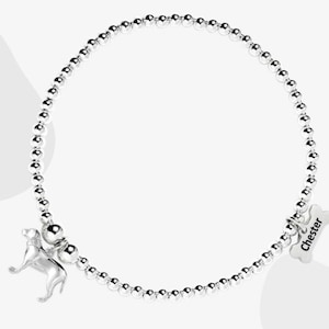 Bracciale Labrador personalizzato - Bracciale con palline elastiche in argento sterling - Gioielli per amanti dei cani
