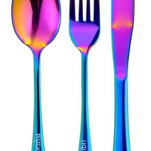 Personalised Stainless Steel Rainbow Cutlery Set