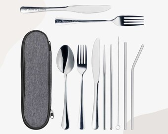 Personalised Silver Travel Cutlery Set