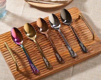 Personalised Black Table Spoon - Unique Engraved Gift - Stainless Steel