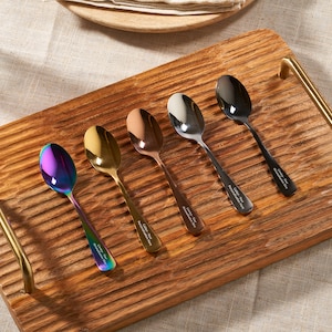 Personalised Rainbow Tea Spoon - Engraved Gift for Tea Lovers - Stainless Steel