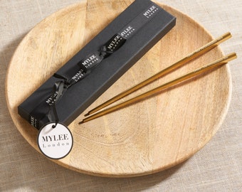 Personalised Gold Metal Chopsticks - Custom Engraved Gift for Food Lovers - Stainless Steel