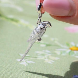 Parrot Silver Charm - Sterling Silver Parrot Pendant - Bird Jewellery for Pet Lovers