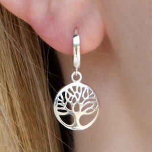 Sterling Silver Circle Tree of Life Earrings - Unique Jewellery for Nature Lovers