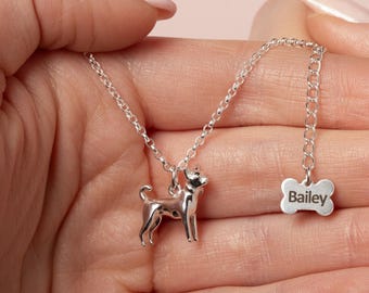 Personalised Chihuahua Silver Necklace - Custom Engraved Sterling Silver Jewellery for Dog Lovers