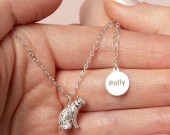 Engraved Sterling Silver Cat Necklace – Personalised Pet Jewellery