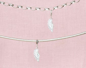Sterling Silver Crystal Angel Wing Charm