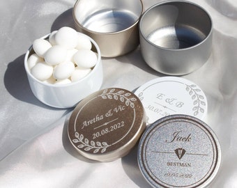 Wedding Favour Personalised Metal Trinket Tins