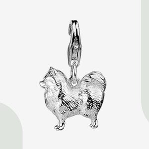 Pomeranian Silver Charm - Sterling Silver Pomeranian Pendant - Dog Lovers Jewellery