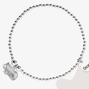 Gepersonaliseerde armband voor cavia&#39;s - sterlingzilveren armband met elastische bolletjes - Jewellery for Pet Lovers